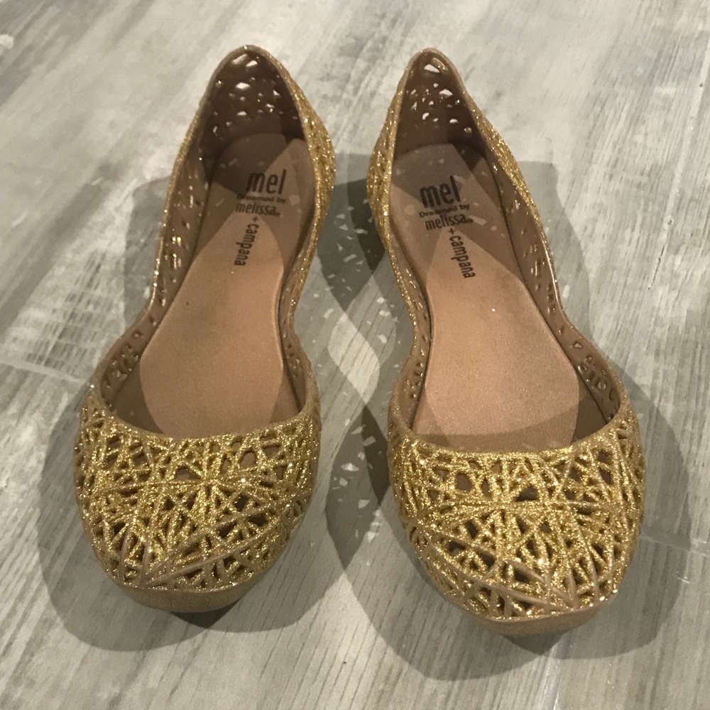 Mel - Melissa + Campana Gold Big Girl Shoes